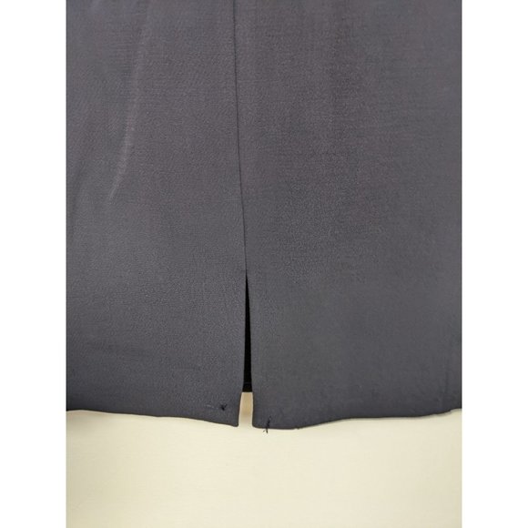 Worthington Size 18 Skirt Navy Blue Lined Modest Womens black Faux Leather Waist - Picture 4 of 6